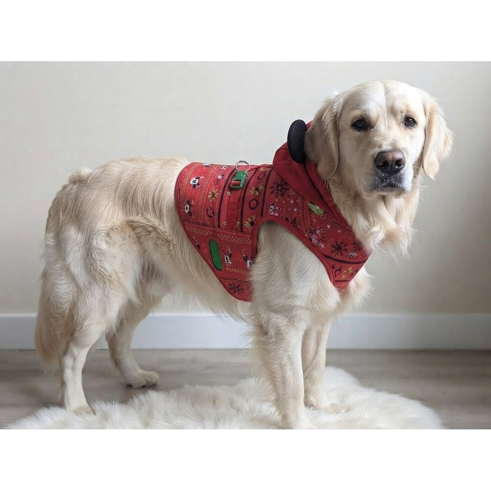 Disney Parks Disney Tails Mickey Mouse Xmas Holiday Dog Harness Vest Hood XL